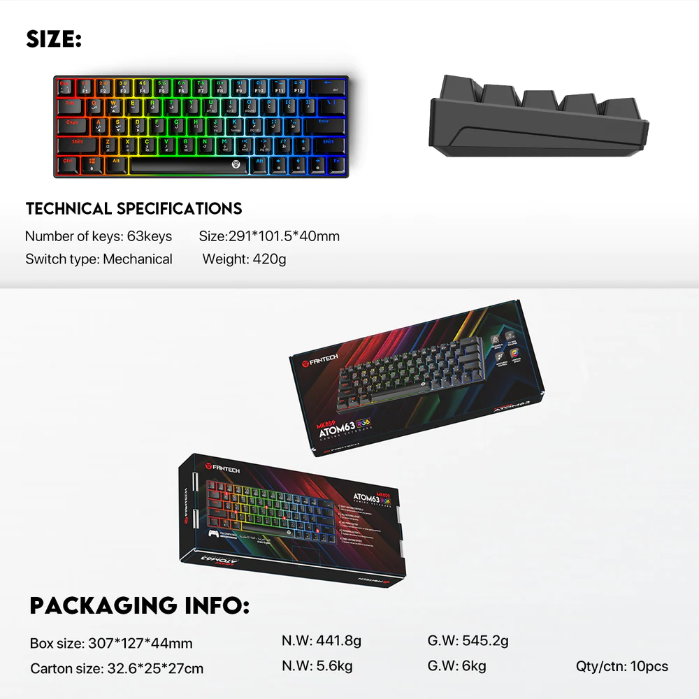 Fantech Atom63 MK859 (Arabic/English) Mechanical Gaming Keyboard Fantech Atom63 MK859 (Arabic/English) Mechanical Gaming Keyboard